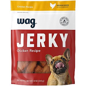 Wag Jerky Dog Treats 12oz (Beef, Chicken, Turkey) $4.39 or less Amazon S&S AC