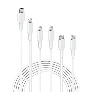 Anker USB-C to Lightning Cable (5-Pack, 3ft*2pack+6ft *2pack+10ft, MFi Certified), Lightning Cable for iPhone 13 13 Pro 12 Pro Max 12 11 X XS XR 8 Plus, AirPods Pro, Supp - $25.99