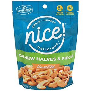 Walgreens - Nice! Cashew Halves & Pieces, All Varieties, 8 Ounces - 2 for $3.59 ($0.22/Oz)