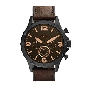 Fossil Nate Men's Watch with Oversized Chronograph Watch Dial and Stainless Steel or Leather Band - $68