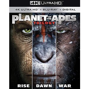 Planet of the Apes Trilogy (4K UHD + Blu-ray + Digital) $18