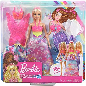 12.5" Barbie Dreamtopia Dress-up Doll Gift Set w/ Fairy and Mermaid Costumes $10.90