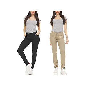 2-Pack GBH Women's Super Stretchy 5-Pocket Uniform Skinny Chino Pants (Navy, Khaki) $20 ($10 each) + Free Shipping w/ Prime