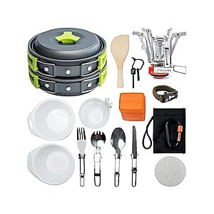 Woot Appsclusive: 18-Piece MallowMe Camping Cookware Mess Kit w/ Backpacking Stove $20 + Free Shipping w/ Prime