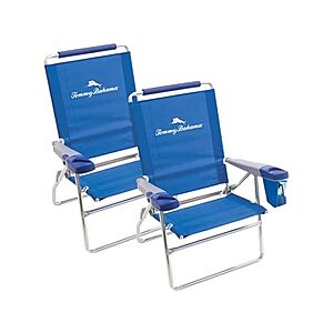 Woot Appsclusive: 2-Pack Tommy Bahama Highboy 4-Position Beach Chairs w/ Cupholder, Storage Pouch & Phone Holder $63 + Free Shipping w/ Prime