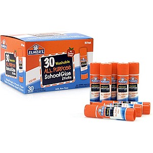 Woot Appsclusive: 30-Count 0.24-Oz Elmer's All Purpose Washable School Glue Sticks $5 + Free Shipping w/ Prime