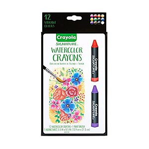 12-Count Crayola Signature Premium Watercolor Crayon Sticks & Paintbrush Set $4.22 + Free Shipping w/ Prime or on $35+