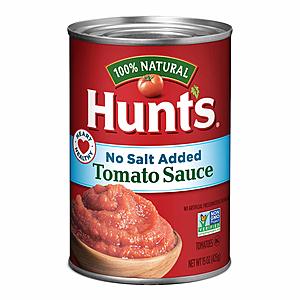 12-Pack 15oz. Hunt's Tomato Sauce (No Salt Added) for $8.37 @Amazon