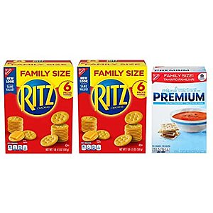 Dead: 2 Ritz + 1 premium saltine Family size $6.14 w/ prime from amazon warehouse