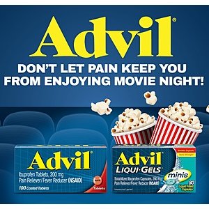Free $13 Fandango movie ticket w/Purchase of 1 participating Advil product at Walmart