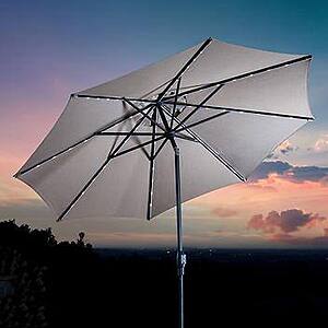 Costco Members: 10' Sunvilla Round Solar Market Umbrella w/ 56 LED Lights (Gray) $100 + Free Shipping