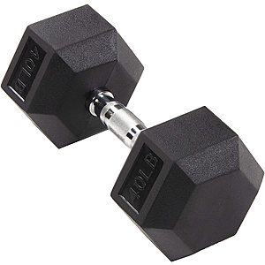 40 LB Rubber Encased Hex Dumbbell by Sporzon! - with Free shipping $41.10 Amazon