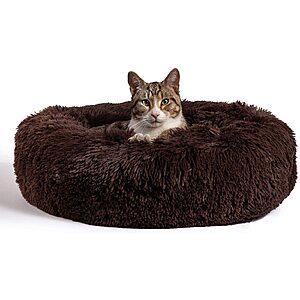 Best Friends by Sheri The Original Calming Donut Cat and Dog Bed Small 23"x23" Shag Dark Chocolate and various colors $17.48
