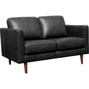 Rivet Revolve Modern Leather Loveseat Sofa (Black) $444.31