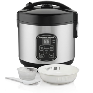 Hamilton Beach Digital Programmable Rice Cooker & Food Steamer, 8 Cups Cooked (4 Uncooked), With Steam & Rinse Basket, Stainless Steel - $21.99