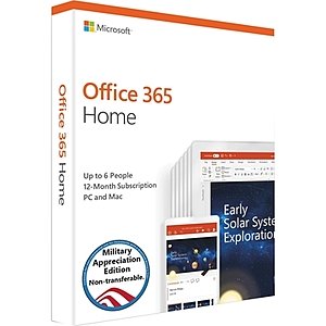 AAFES [The Exchange, Military/Vets/DoD] Microsoft Office 365 Home Military Edition 2019 $40 (6 users one year each w/1TB cloud storage) Free ship $49+ or w/ Milstar Card $39.99