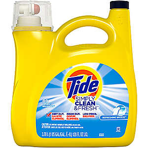 128-Oz Tide Simply Clean & Fresh Liquid Laundry Detergent (Refreshing Breeze) $8 w/ 1% SD Cashback + Free Curbside Pickup