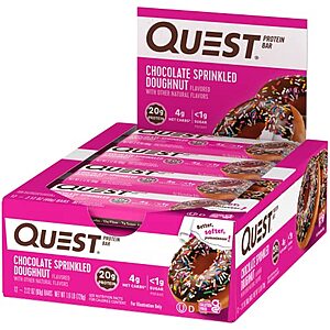 12-Pack Quest Nutrition Protein Bar (Sprinkled Donut) $15.40