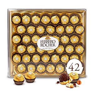 Ferrero Rocher, 42 Count, Premium Gourmet Milk Chocolate Hazelnut, Individually Wrapped Candy for Gifting, Great Easter Gift, 18.5 oz: $15.70