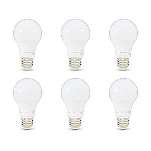 Amazon Basics 60W Equivalent, Soft White, Dimmable, CEC Compliant, A19 LED Light Bulb | 6-Pack $4.69