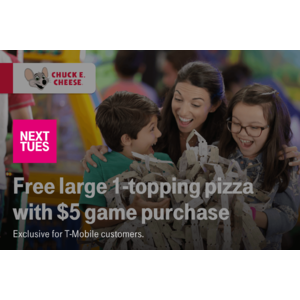 T-Mobile Customers 12/10: $5 off movie ticket, Free T-Mobile Touch Screen Gloves, Free Chuck e cheese large 1-topping pizza with $5 game purchase, $3 starbucks