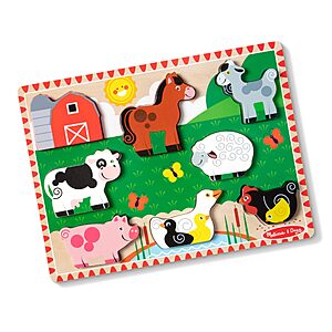 8-Piece Melissa & Doug Chunky Wooden Farm Animal Puzzle $5 + Free Shipping w/ Prime or on $35+