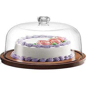 Godinger Cake Stand with Dome - Acaciawood and Shatterproof Acrylic Lid $25.56 @ Amazon