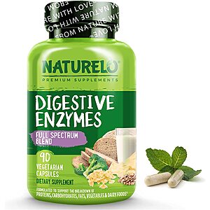NATURELO Digestive Enzymes Full Spectrum Support (90 Capsules) $14.47 + Free Shipping w/ Prime or on $25+ orders