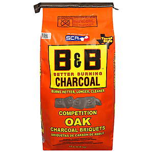 Select Walmart Stores: 17.6 lb B&B Charcoal All-Natural Oak Charcoal Briquets $10 In-Store Purchase Only