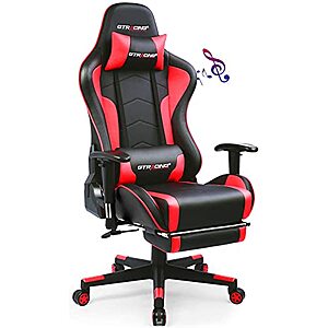 GTRacing Ergonomic Gaming Chair w/ Footrest and Bluetooth Speakers (Red) $90 + Free Shipping