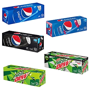 YMMV: 12-Pack 12-Oz Pepsi, Mountain Dew & More 5 for $25.80 ($5.15 each) + $10 Walgreen's Cash + Free Store Pickup at Walgreen's