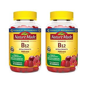 60-Count Nature Made Vitamin B12 Gummies (3000mcg) 2 for $6.45 ($3.20 each) + Free Shipping w/ Prime or $35+