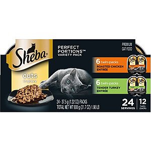 24-Count 1.32-Oz Sheba Perfect Portions Poultry Entrees in Gravy (Variety Pack) 4 for $17.80 ($4.45 each) + Free Shipping