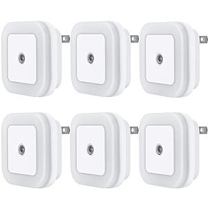 6-Pack Uigos LED Plug-In Dusk-to-Dawn Night Light $6 + Free Shipping w/ Prime or $35+
