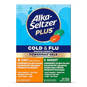 24-Count Alka-Seltzer Plus Cold & Flu Power Max Liquid Gels $6.25 w/ S&S + Free Shipping w/ Prime or $35+