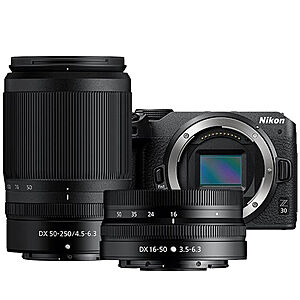 (Certified Refurbished) Nikon Z30 Mirrorless Digital Camera w/ NIKKOR Z DX 16-50mm & 50-250mm Lenses $639.20 + Free Shipping