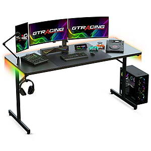 55" GTRACING Computer Desk w/ RGB Lights (Carbon Fiber) $70 + Free Shipping