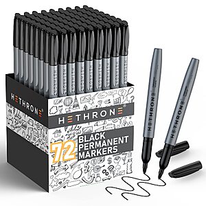 72-Count Hethrone Fine Tip Permanent Markers (Black) $10 w/ S&S + Free Shipping w/ Prime or on $35+