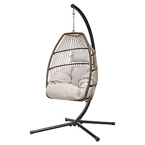 New Customers: Homall Patio Wicker Swing Egg Chair w/ Stand (Various Colors) from $143.25 + Free Shipping