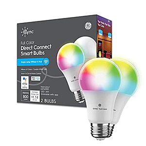 2-Count GE CYNC Color Changing Smart LED Light Bulbs $11