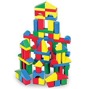 Melissa & Doug Wooden Building Set - 100 Blocks in 4 Colors and 9 Shapes Free Shipping w/ Prime or on orders $35+ | $12.49 Amazon