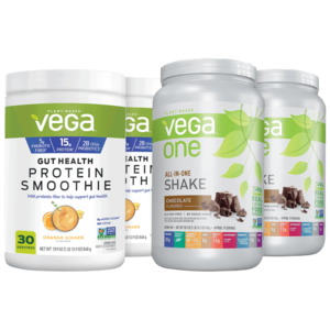 4-Pack: VEGA One All-In-One AND/OR Gut Health Protein Shakes for $34+FS