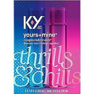 K-Y® Yours & Mine® Couples Lubricant, 2 x 1.5 oz $11.69 & More + Free Shipping w/ Prime