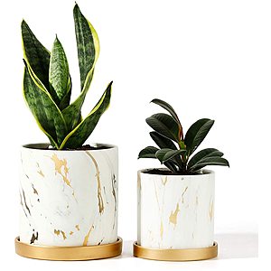 2PC 3.8 Inch + 5.1 Inch POTEY Ceramic Flower Plants Pots (3 colors) $16.89+ Free Shipping w/ Prime