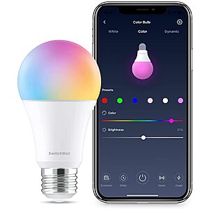 SwitchBot Smart RGB Color Light Bulb with WiFi&Bluetooth $10.48 + Free Shipping w/ Prime