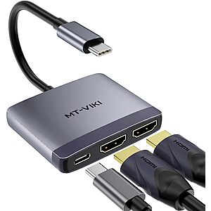 MT-VIKI USB C to Dual HDMI Adapter 4K 60Hz + PD Charger $13.77 & More + Free Shipping w/ Prime or $35+ orders