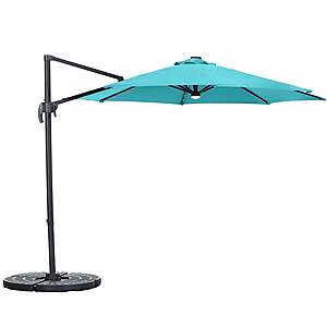 10' Ainfox Patio Offset Cantilever Umbrella w/ Solar Power LEDs (Various Colors) + Base $60 + Free Shipping