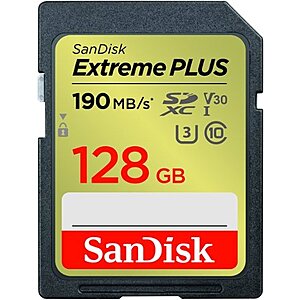 SanDisk - Extreme PLUS 128GB SDXC UHS-I Memory Card $14.99 + Free Curbside Pickup at Best Buy