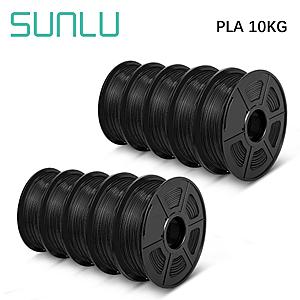 10 Rolls of Sunlu 3D printer PLA filament 1.75mm (10x1kg, 22lbs in total) $125