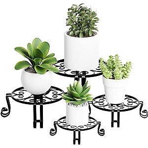 POTEY 4 Pcs  9"/10”/11"/12“ Metal Plant Stands for Indoor & Outdoor Plants $15.99